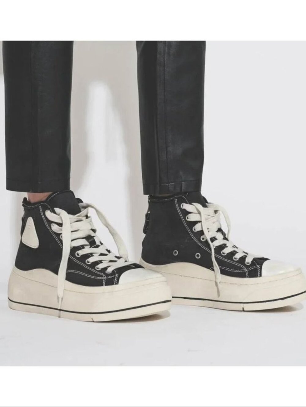 R13 Kurt High Top Platform Sneakers Size 5 Black Canvas Lace-Up Zip NEW $495 - Picture 2 of 16